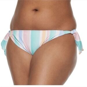 SO bikini bottoms Woman’s 2X midrise hipster  stripes side knots